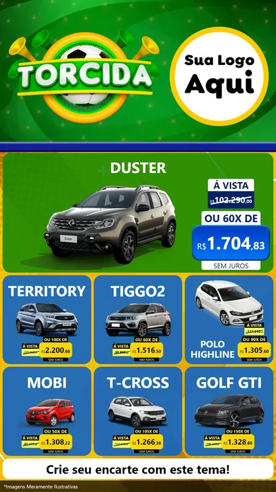 Modelo de Rede Social para Stories com o tema Torcida para Concessionaria de Carros