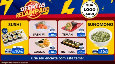 Modelo de TV para TV Horizontal com o tema Ofertas Relâmpago para Comida japonesa