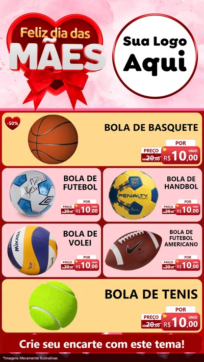 Modelo de TV para TV Vertical com o tema Feliz Dia Das Mães para Artigos Esportivos