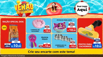 Modelo de TV para TV Horizontal com o tema Verão da Economia para Pet Shop
