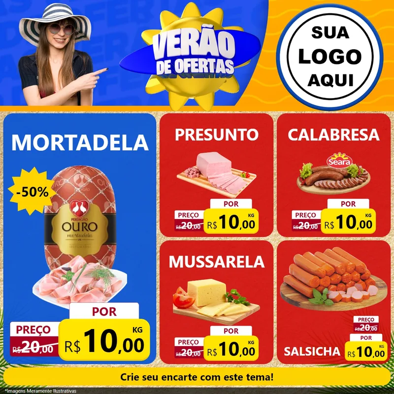 Modelo de Rede Social para Feed Facebook com o tema Verão de Ofertas para Frios e Laticínios