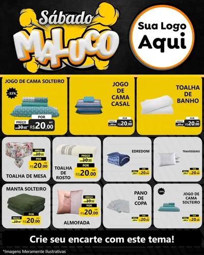 Modelo de Rede Social para Feed Instagram com o tema Sábado Maluco para Cama, Mesa e Banho