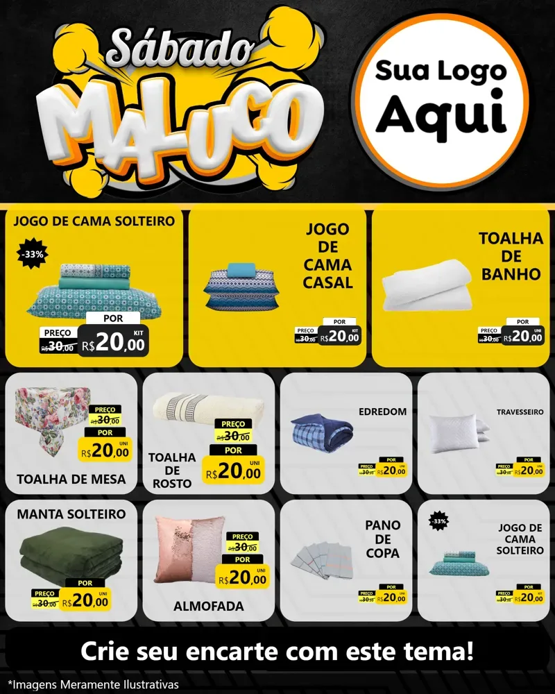 Modelo de Rede Social para Feed Instagram com o tema Sábado Maluco para Cama, Mesa e Banho