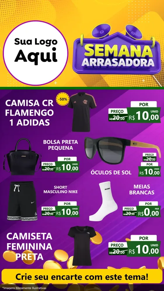 Modelo de TV para TV Vertical com o tema Semana Arrasadora para Roupas e acessórios