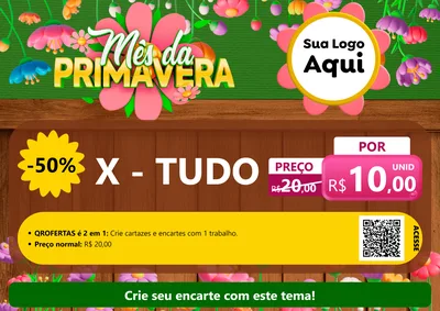 Modelo de Cartaz para Cartaz A4 Horizontal com o tema Mês da Primavera para Hamburgueria