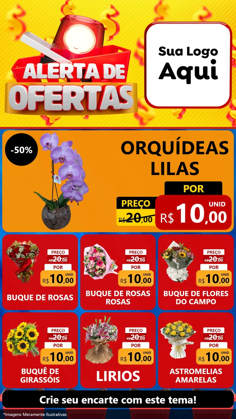Modelo de Rede Social para Stories com o tema Alerta de Ofertas para Floricultura e jardim