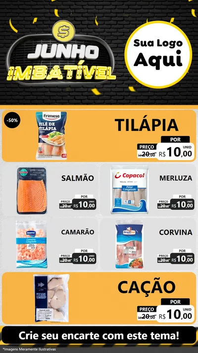 Modelo de TV para TV Vertical com o tema Junho Imbatível para Peixaria