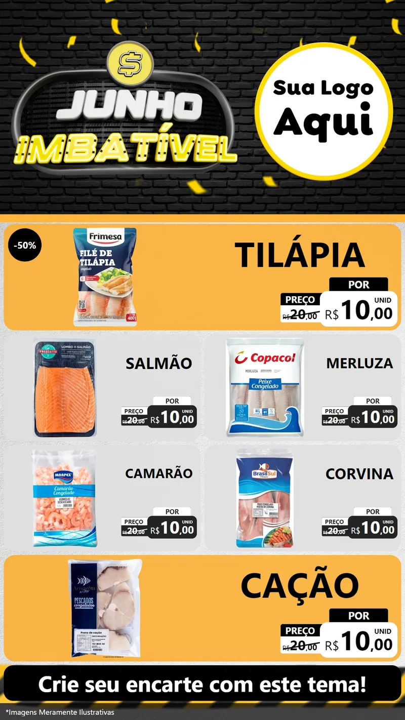 Modelo de TV para TV Vertical com o tema Junho Imbatível para Peixaria