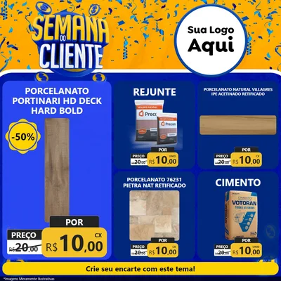 Modelo de Rede Social para Feed Facebook com o tema Semana do Cliente para Pisos e revestimentos