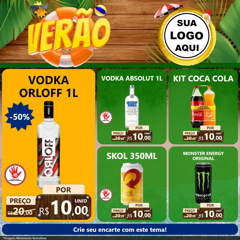 Modelo de Rede Social para Feed Facebook com o tema Verão para Distribuidora de bebidas