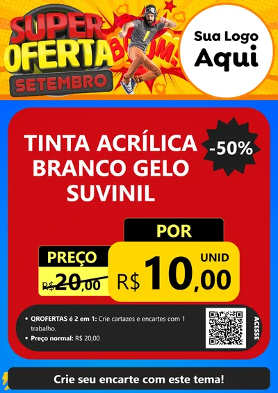 Modelo de Cartaz para Cartaz A4 Vertical com o tema Super Oferta Setembro para Tintas e Ferramentas