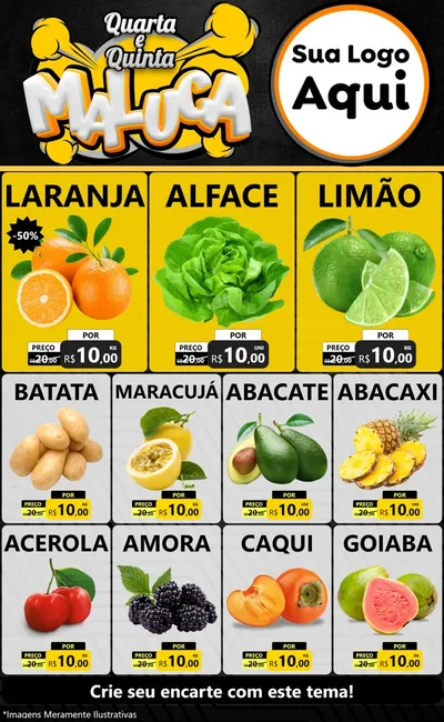 Modelo de Encarte para Encarte Grande com o tema Quarta e Quinta Maluca para Hortifrúti