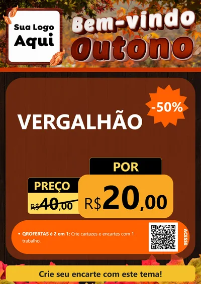 Modelo de Cartaz para Cartaz A4 Vertical com o tema Bem-vindo Outono para Ferragens