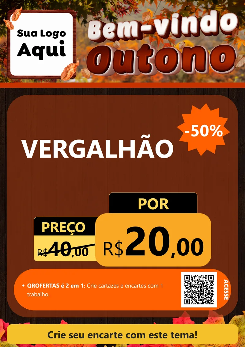 Modelo de Cartaz para Cartaz A4 Vertical com o tema Bem-vindo Outono para Ferragens