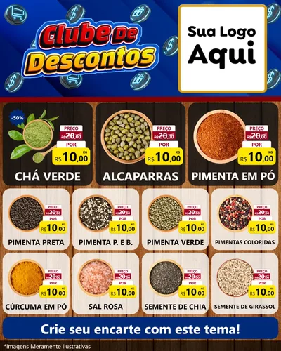 Modelo de Rede Social para Feed Instagram com o tema Clube de Descontos para Produtos Naturais