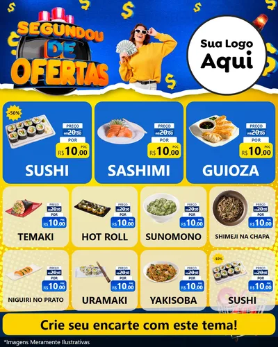 Modelo de Rede Social para Feed Instagram com o tema Segundou de Ofertas para Comida japonesa
