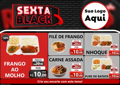 Modelo de Encarte para Encarte A4 Horizontal com o tema Sexta Black para Restaurante