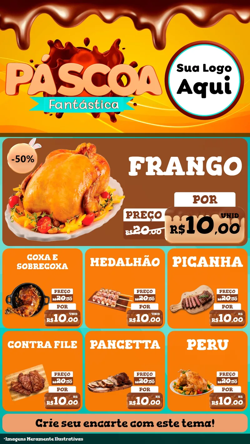 Modelo de Rede Social para Stories com o tema Páscoa Fantástica para Assados