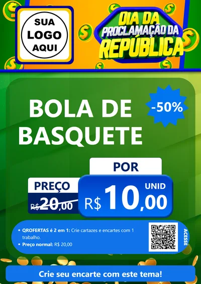 Modelo de Cartaz para Cartaz A4 Vertical com o tema Dia Da Proclamação da República para Artigos Esportivos