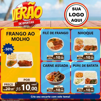 Modelo de Rede Social para Feed Facebook com o tema Verão de Ofertas para Restaurante