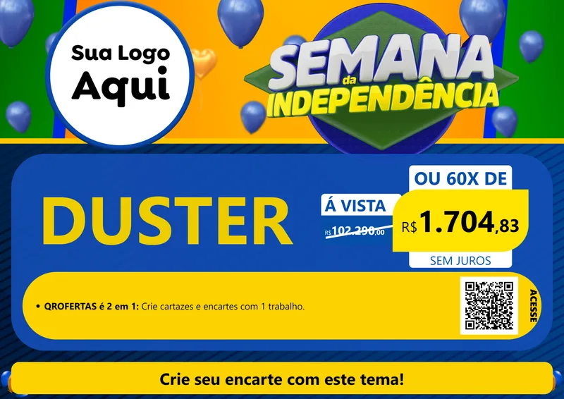 Modelo de Cartaz para Cartaz A4 Horizontal com o tema Semana da Independência para Concessionaria de Carros
