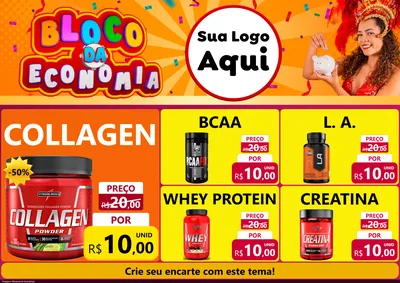Modelo de Encarte para Encarte A4 Horizontal com o tema Bloco da Economia para Suplementos alimentares