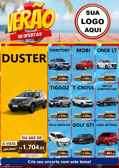Modelo de Encarte para Encarte A4 Vertical com o tema Verão de Ofertas para Concessionaria de Carros