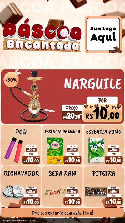 Modelo de Rede Social para Stories com o tema Páscoa Encantada para Tabacaria