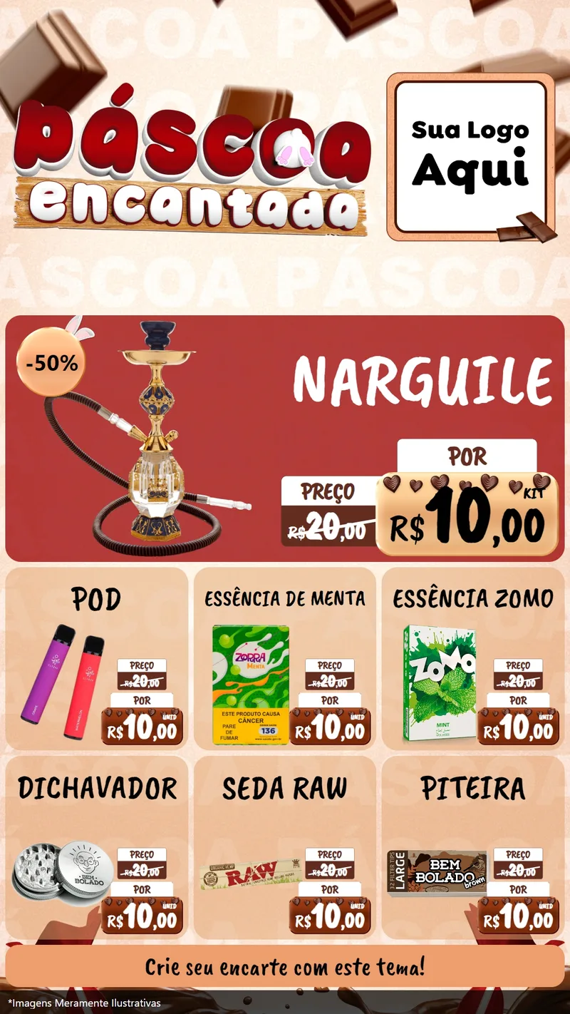 Modelo de Rede Social para Stories com o tema Páscoa Encantada para Tabacaria
