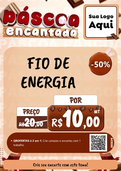 Modelo de Cartaz para Cartaz A4 Vertical com o tema Páscoa Encantada para Materiais Elétricos