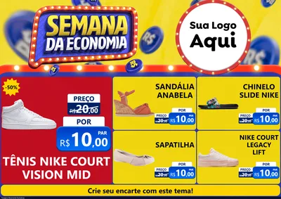 Modelo de Encarte para Encarte A4 Horizontal com o tema Semana da Economia para Calçados