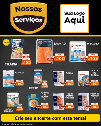 Modelo de Rede Social para Feed Instagram com o tema Nossos Serviços para Peixaria