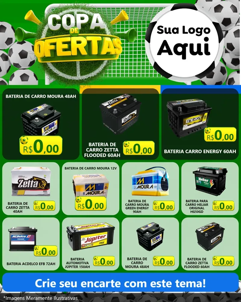 Modelo de Rede Social para Feed Instagram com o tema Copa De Ofertas para Baterias Elétricas