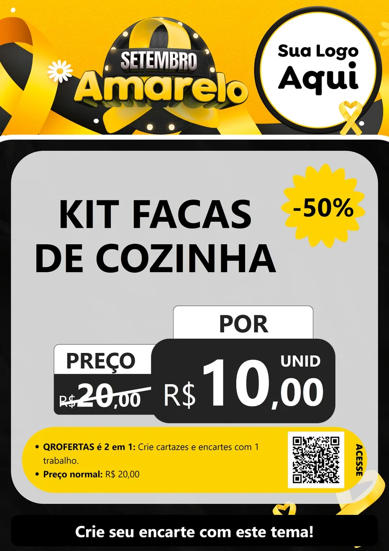 Modelo de Cartaz para Cartaz A4 Vertical com o tema Setembro Amarelo para Utilidades Domésticas