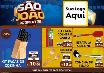Modelo de Encarte para Encarte A4 Horizontal com o tema São João Ofertas Imbatíveis! - Junina para Utilidades Domésticas