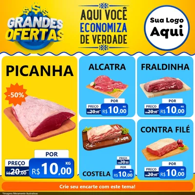 Modelo de Rede Social para Feed Facebook com o tema Grandes Ofertas para Açougue