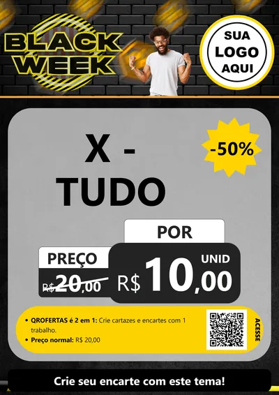 Modelo de Cartaz para Cartaz A4 Vertical com o tema Black Week para Hamburgueria