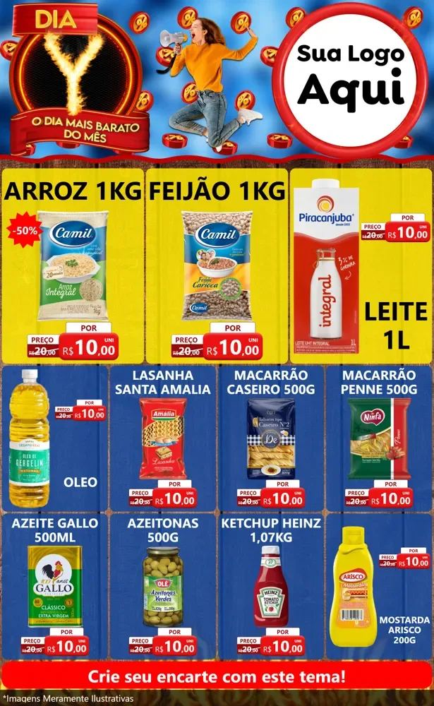 Modelo de Encarte para Encarte Grande com o tema Dia Y - O Dia Mais Barato Do Mês para Supermercado