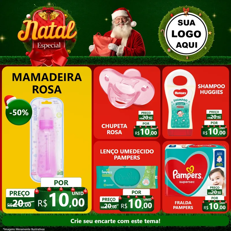 Modelo de Rede Social para Feed Facebook com o tema Natal Especial para Bebês