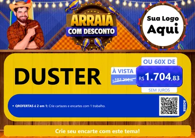 Modelo de Cartaz para Cartaz A4 Horizontal com o tema Arraiá Com Desconto para Concessionaria de Carros
