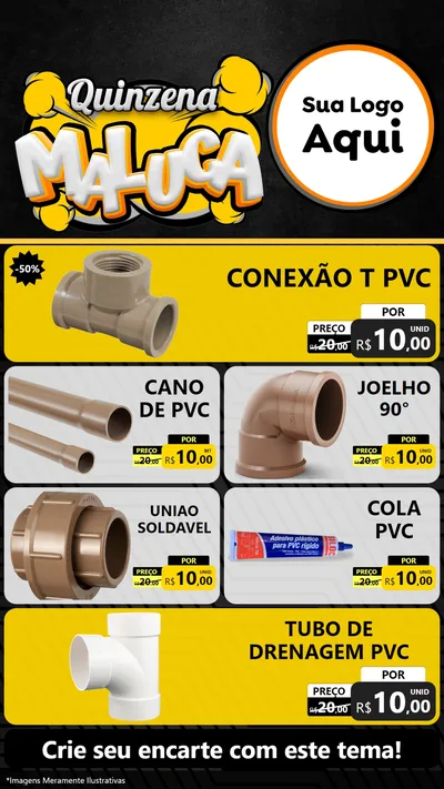 Modelo de TV para TV Vertical com o tema Quinzena Maluca para Tubos e conexões