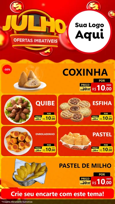 Modelo de TV para TV Vertical com o tema Julho Ofertas Imbatíveis para Salgadaria