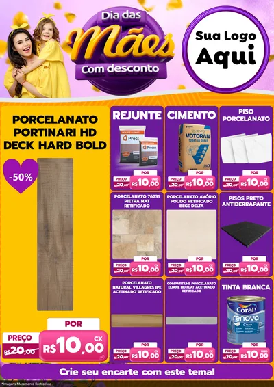 Modelo de Encarte para Encarte A4 Vertical com o tema Dia das Mães com Desconto para Pisos e revestimentos