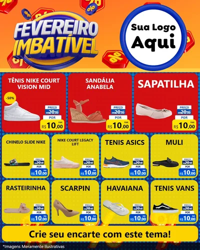 Modelo de Rede Social para Feed Instagram com o tema Fevereiro Imbatível para Calçados