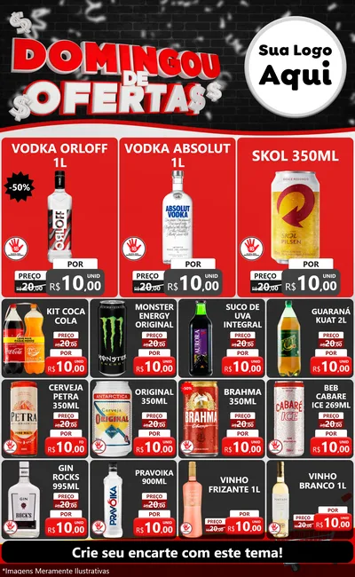 Modelo de Encarte para Encarte Grande com o tema Domingou de Ofertas para Distribuidora de bebidas
