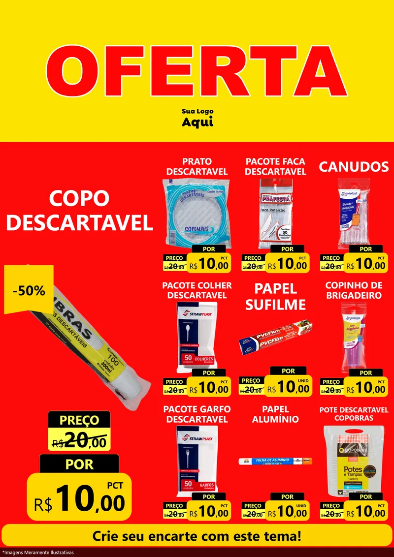 Modelo de Encarte para Encarte A4 Vertical com o tema OFERTA - Vermelho Cartaz para Embalagens