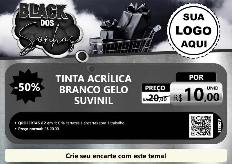 Modelo de Cartaz para Cartaz A4 Horizontal com o tema Black dos Sonhos para Tintas e Ferramentas