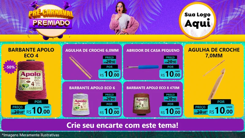 Modelo de TV para TV Horizontal com o tema Pré-Carnaval Premiado para Armarinho e Aviamentos