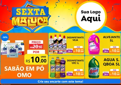 Modelo de Encarte para Encarte A4 Horizontal com o tema Sexta Maluca para Produtos de Limpeza
