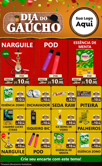 Modelo de Encarte para Encarte Grande com o tema Dia do Gaúcho para Tabacaria